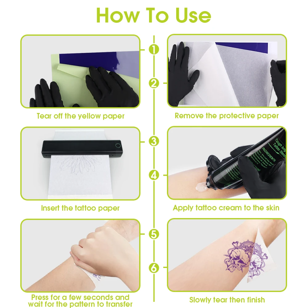 فلتر 100 ورقة من ورق نقل الوشم بحجم A4، ورق قالب ناسخة حراري لورق قالب ناسخة حرارية لآرتي الوشم