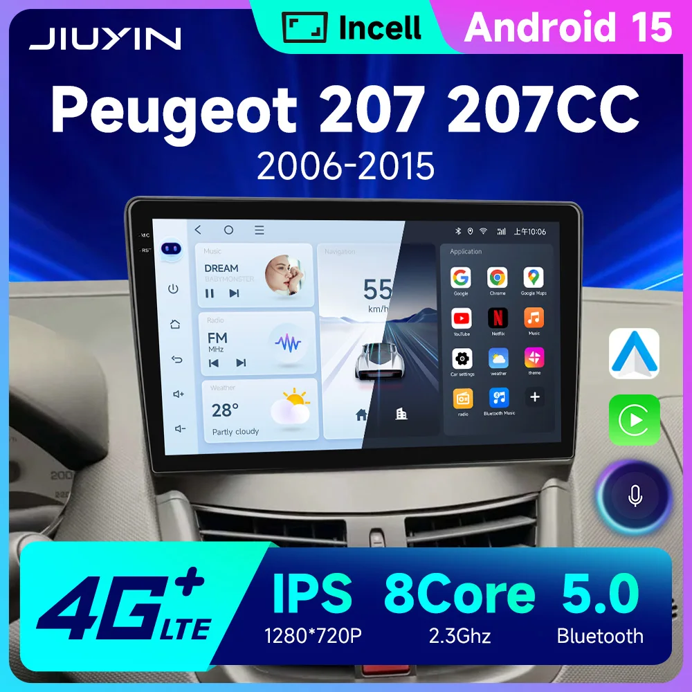 

Wireless CarPlay Autoradio for PEUGEOT 207 207CC 2006-201 Incell Car Radio Multimedia Player Android 13 Auto Stereo GPS
