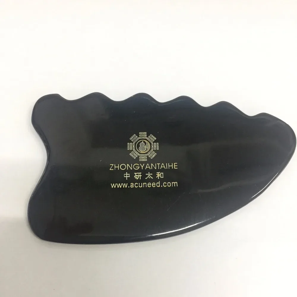 Black Buffalo Horn Guasha Board Massage Guasha Board Horn Gua Sha Massage Board Scraping Plate Triangular Scraping Plate