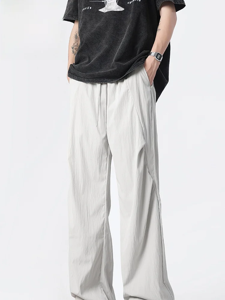 

CSOJBK мужские летние свободные прямые повседневные брюки из ледяного шелка Гонконг Sle Dra десантник спецодежда для похудения с кондиционером...