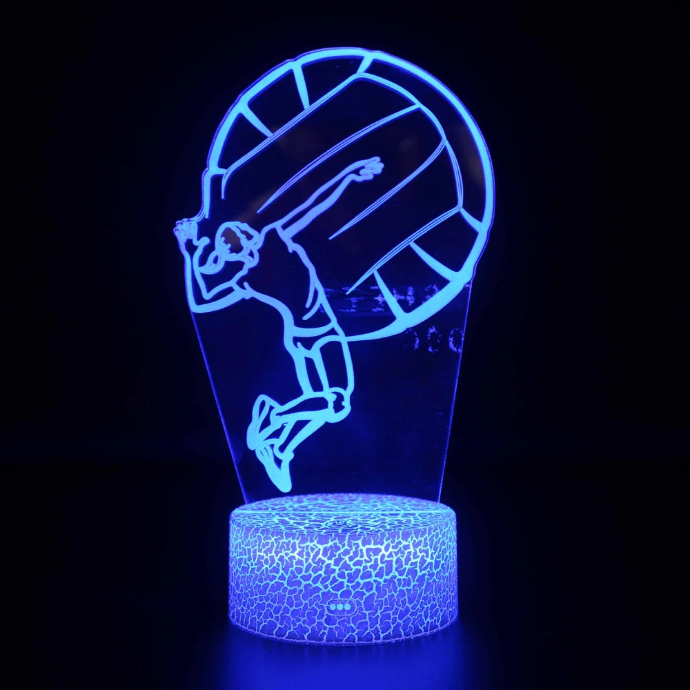 Nighdn Women\'s Play Volleyball Acrylic 3d Night Light Led Colorful USB Table Lamp Bedroom Bedside Xmas Birthday Gift for Girls