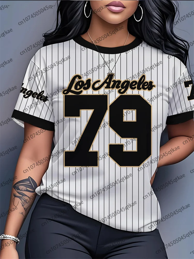607006 Modeli: Los Angeles No79 Futbol Jerseği – Y2K Tarzı, Oversize, Yazlık Şık T-Shirt