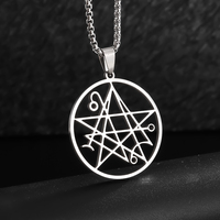 Stainless Steel Necronomicon Necklace for Men's Religious Demonic Satanic Pendant LOVECRAFT CTHULHU patchsatanic PIN Jewelry