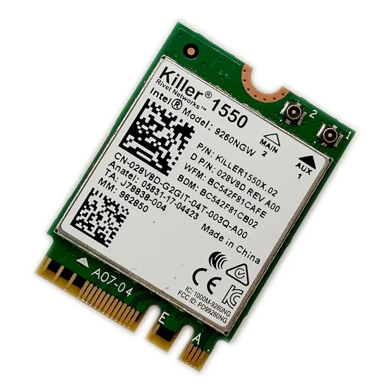 New for Killer 1550 1550AC Intel 9260 AC 9260NGW NGFF 1730Mbps WiFi Bluetooth 5.0 802.11ac Wireless Network Card