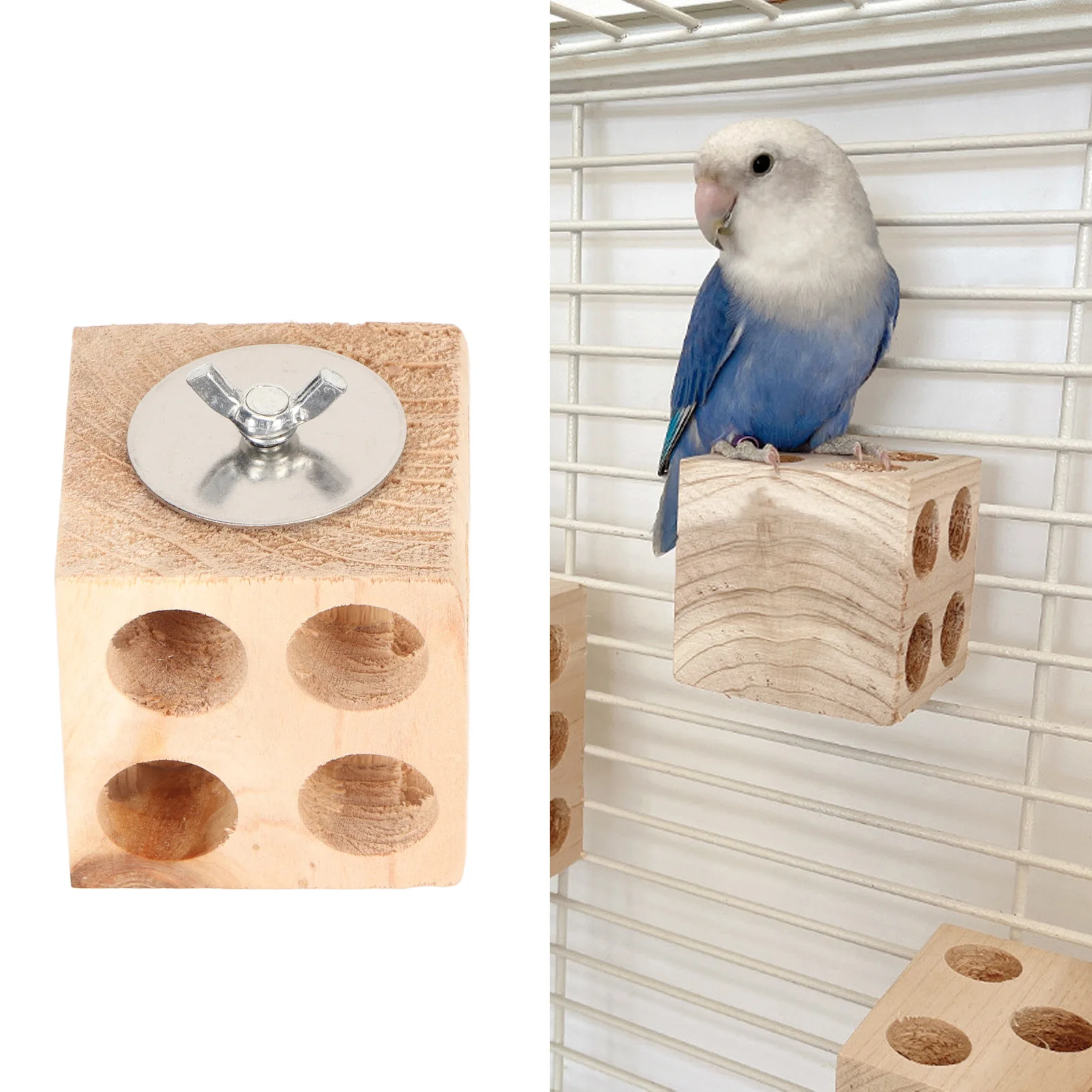 Bird Block Toy Foraging Shredding Wooden Parrot Block Chewing Toy For Lovebirds Cockatiels Budgies