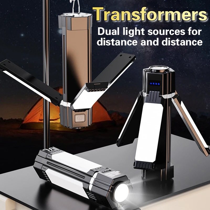 

Новый перезаряжаемый уличный светильник для кемпинга, лампа для палатки, портативный складной фонарик, аварийный аккумулятор, рабочий прожектор