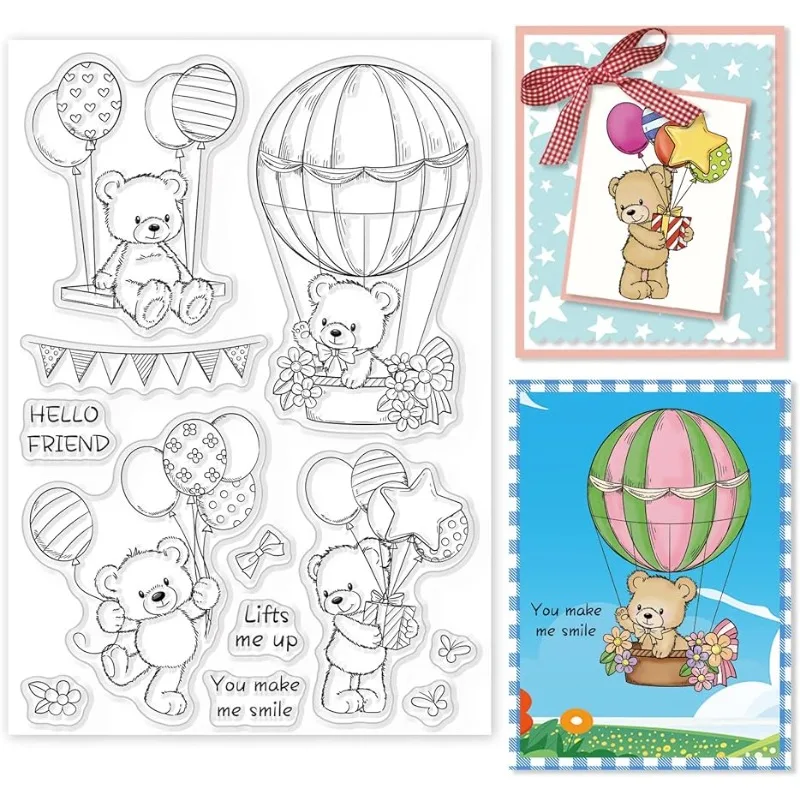 1pc Bear Clear Stamps Sentiment Words Rubber Stamps Rubber Stamps Silicone Transparent Seal Stamps for Card Making Scrapbooking