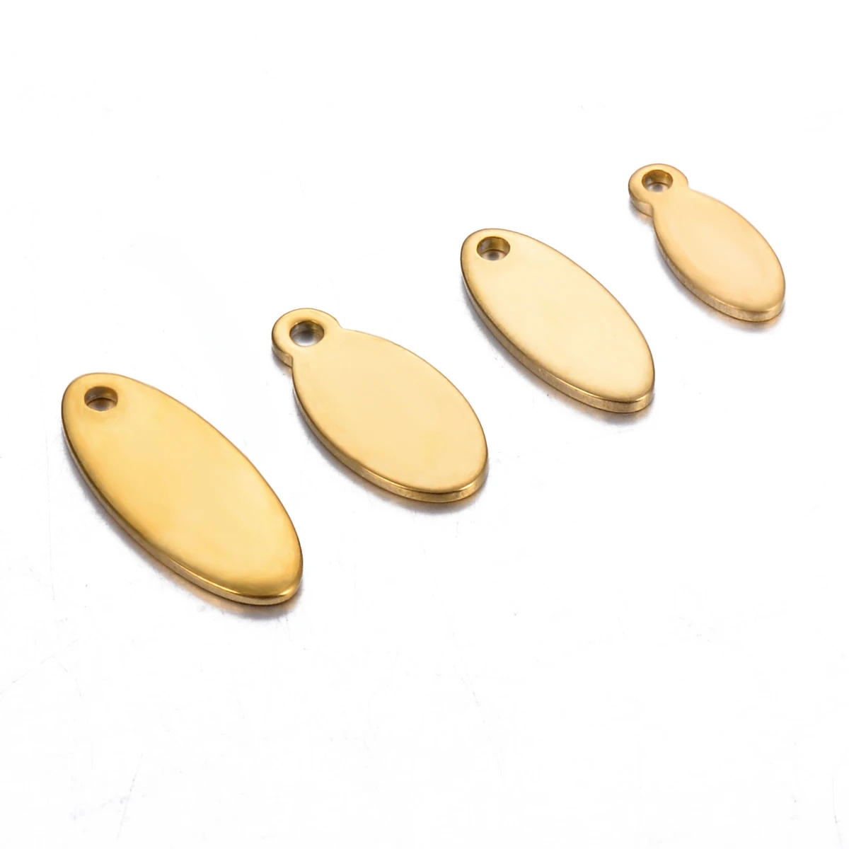 50Pcs/Lot Stainless Steel Blank Oval Tags Charm Pendants Bracelet Necklace DIY For  Jewelry Making Accessories Findingss