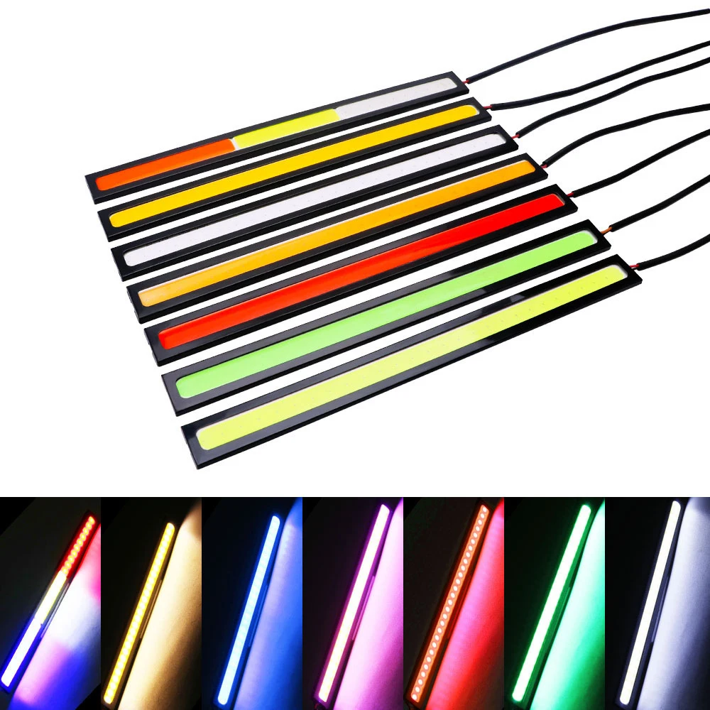 17cm COB Car Daytime Running Light Car DRL LED Strip Light External Light Car Waterproof Blue Pink Red Green Amber DRL Light 1Pc