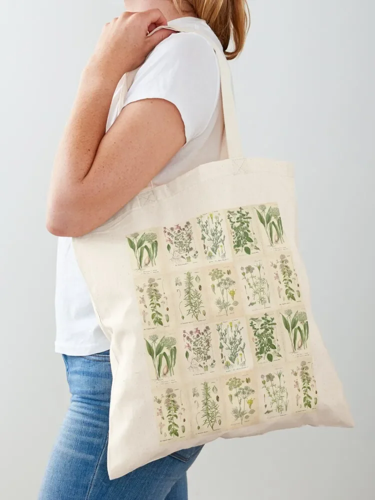 Apothecary Herbs Vintage Botanical Plants Cottagecore Tote Bag Gift bag Portable shopping bag shopper bags for women