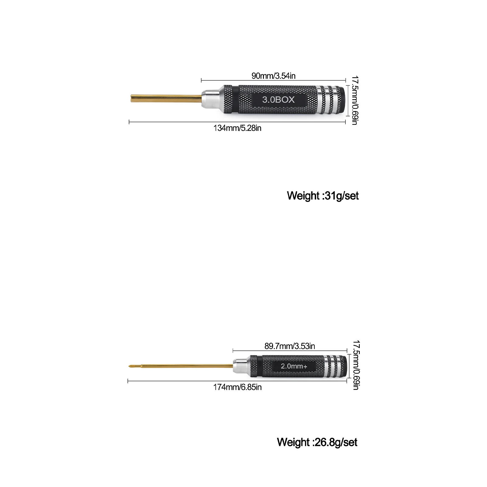 2.0mm+ Phillips Screwdriver 3.0mm Hex Nut Driver for 1/30 Axial SCX30 Upgrade