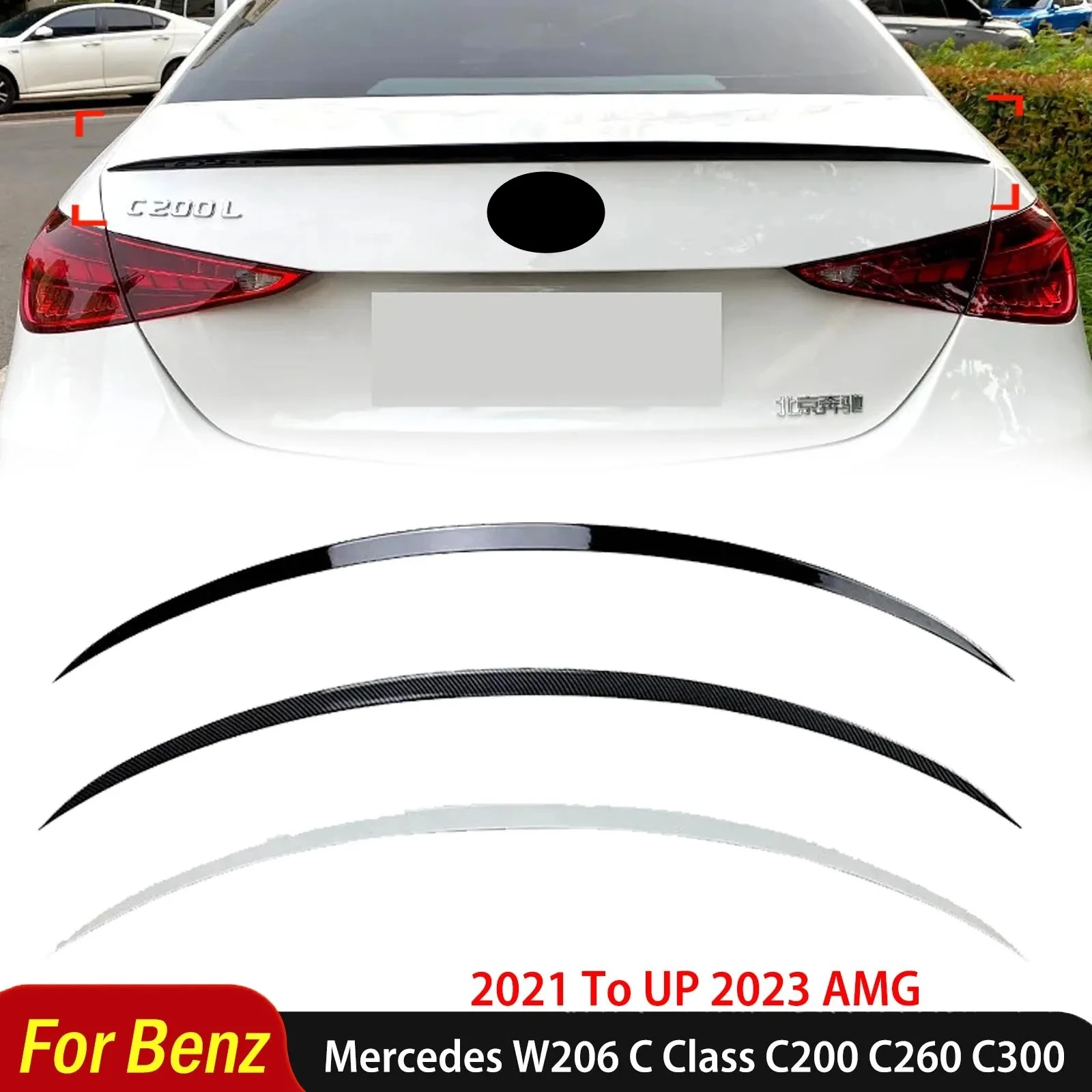 For Mercedes Benz W206 C Class C200 C260 C300 2021 To 2023 AMG Style Rear Sport Spoiler Wing Styling Auto Accessories Body Kit