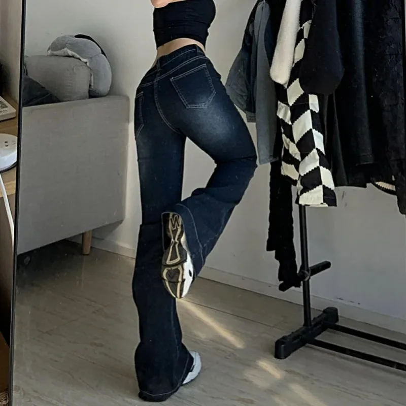 Pantalones vaqueros acampanados Vintage de cintura baja para mujer, ropa de calle estética, pantalones Cargo casuales, ropa de mujer coreana Y2k,