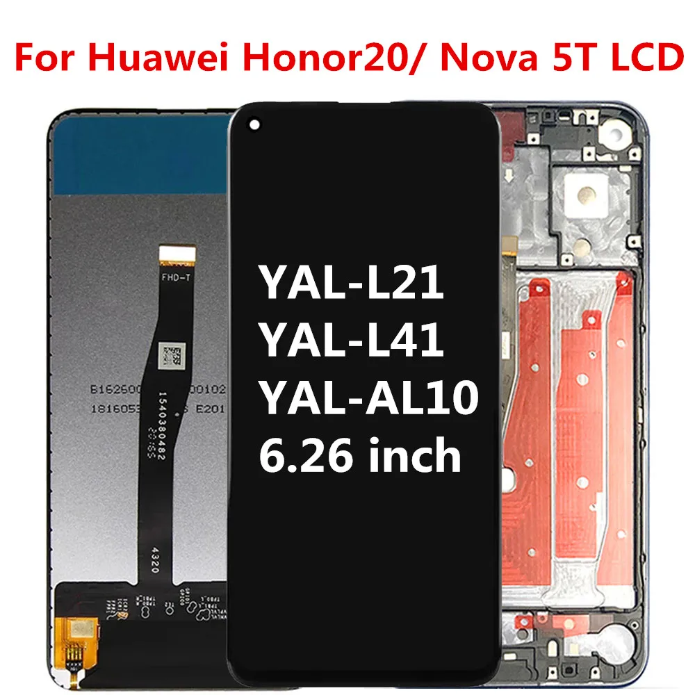 6.26  inch For Honor20 LCD For Huawei Honor 20 LCD Display Touch Screen Digitizer Assembly Screen on For Nova 5T Nova5T Display