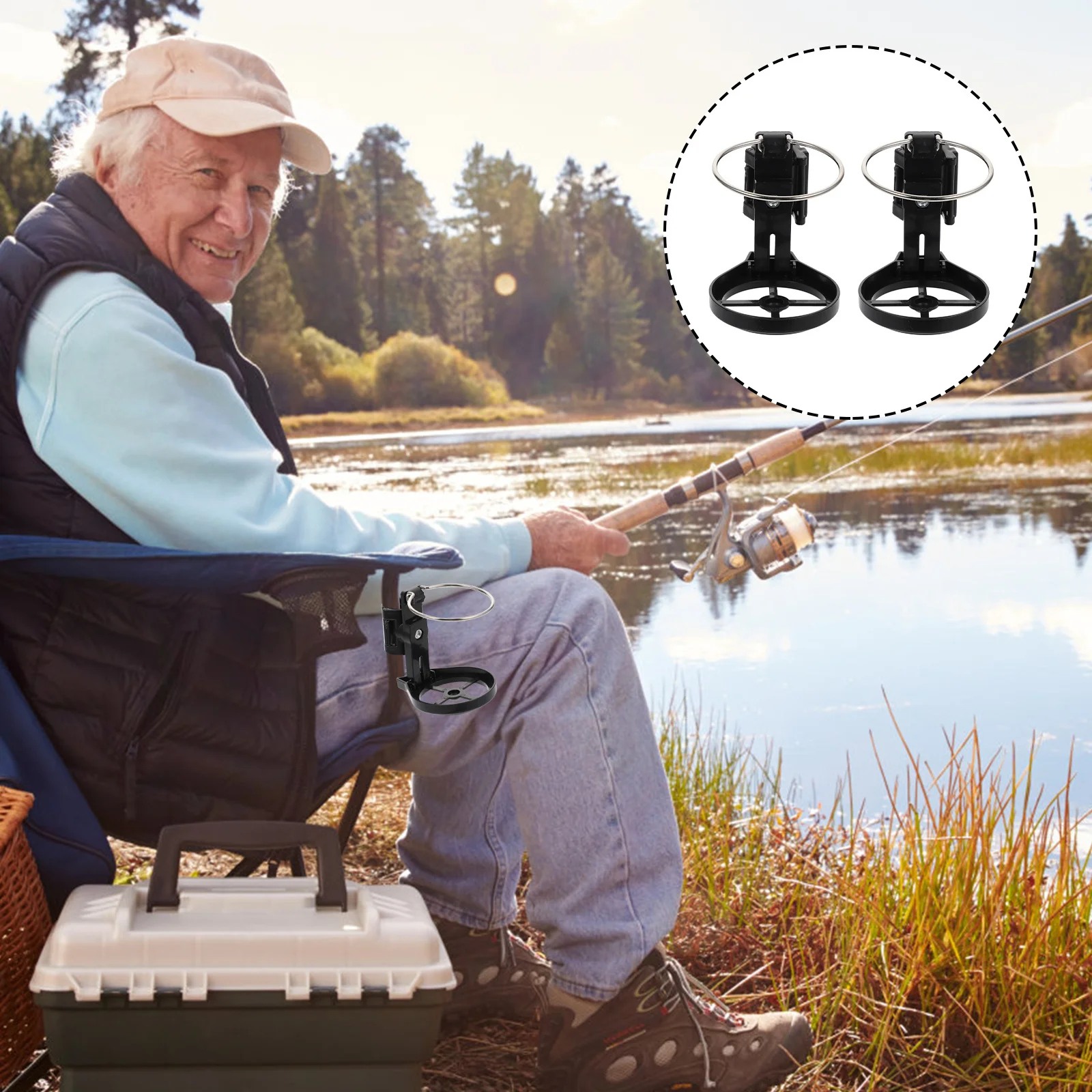 

2Pcs Fishing Chair Cup Holder Portable Outdoor Water Bottle Holder Sturdy Fishing Accessory Practical Cup Rack