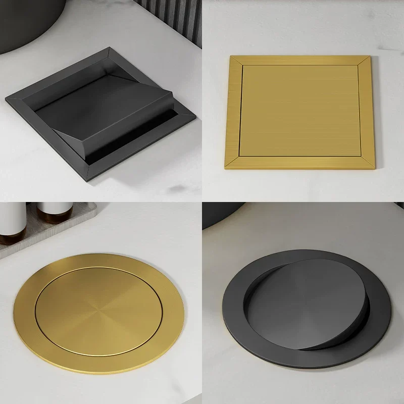 High-Quality Thickened 304 Stainless Steel Countertop-Embedded Recessed Kitchen Sink Trash Bin Bathroom Vanity Garbage Bin,Gold