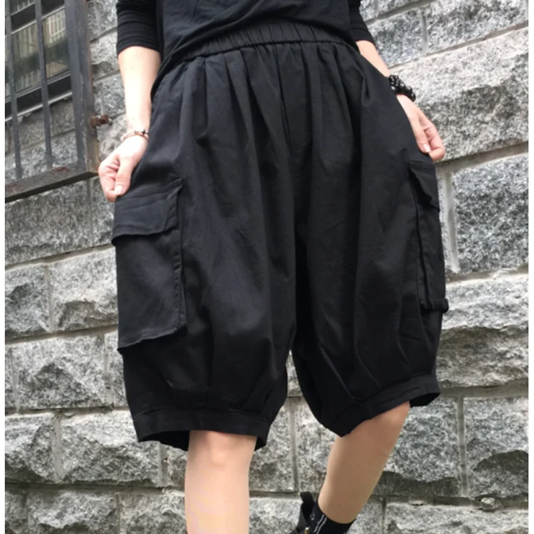 2024 estate nuovi pantaloni a cinque gambe di grandi dimensioni tasca personalizzata in cotone Versatile pantaloni a lanterna Casual pantaloncini da lavoro alla moda da donna