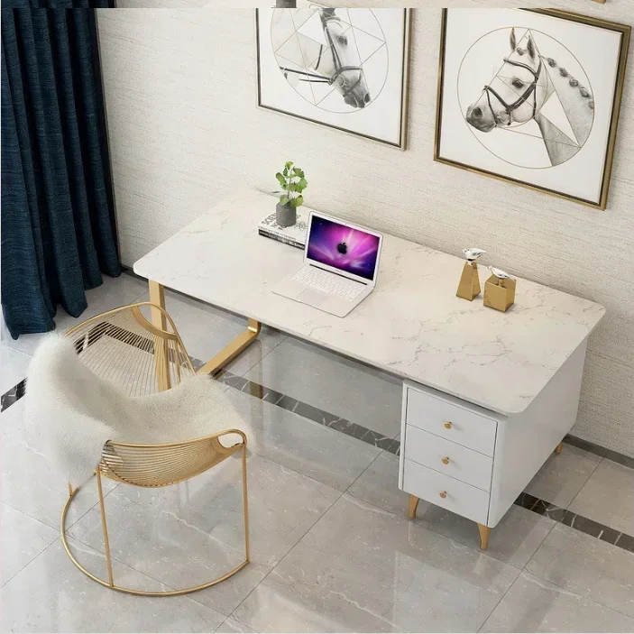 

2026 White new deign marble big board table Computer desk simple modern boss desk President's desk