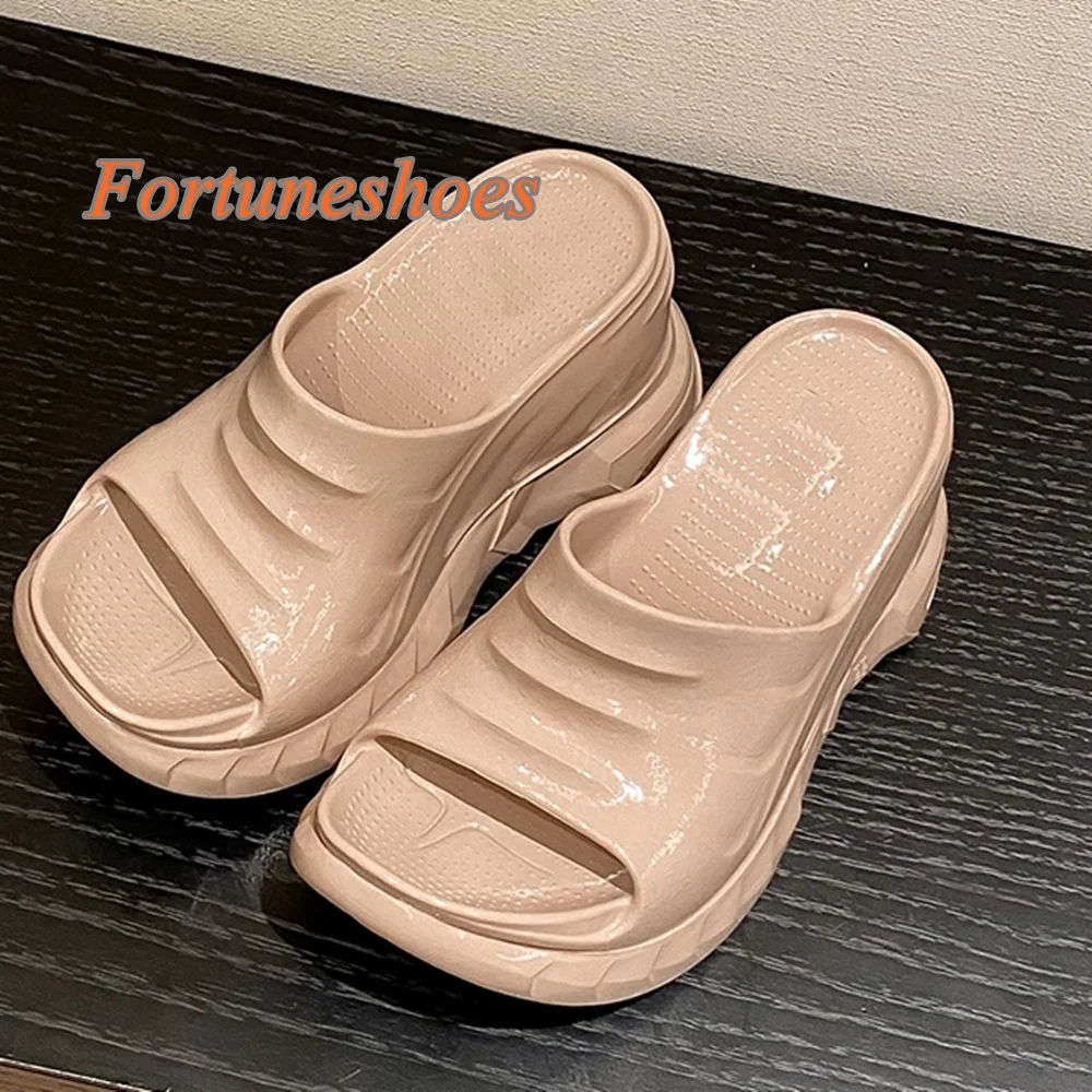 

Wedges High Heel Slip On Slippers Solid Peep Toe Height Increasing Pumps 2025 New Arrivals Fashion Casual Summer/spring Slippers