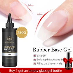 BORN PRETTY 250g Clear Crystal Rubber Base Gel French Manicure Nail Art Self-leveling Gel Semi permanent Construction Gel