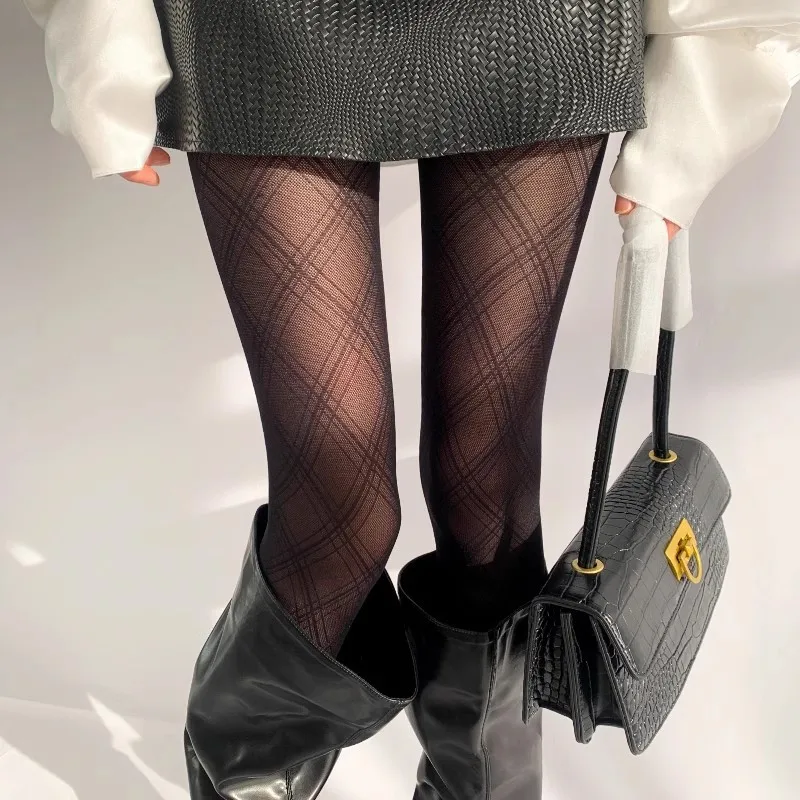 Women's Tights Slim Stockings Sexy Mesh Hollow Out Pantyhose for Women  Gothic Fishnet JK Tights High Elastic Hipster Leggings