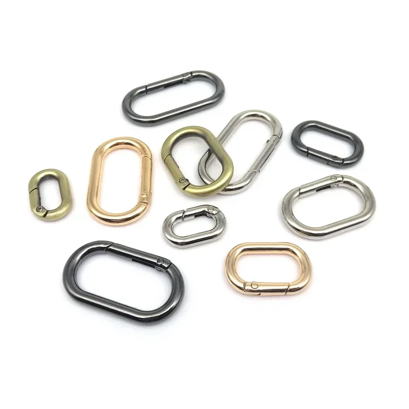 Clasp Clip Carabiner Oval Spring O Ring Openable Leather Bag Handbag Strap Buckle Connect Keyring Pendant Key Dog Chain Snap