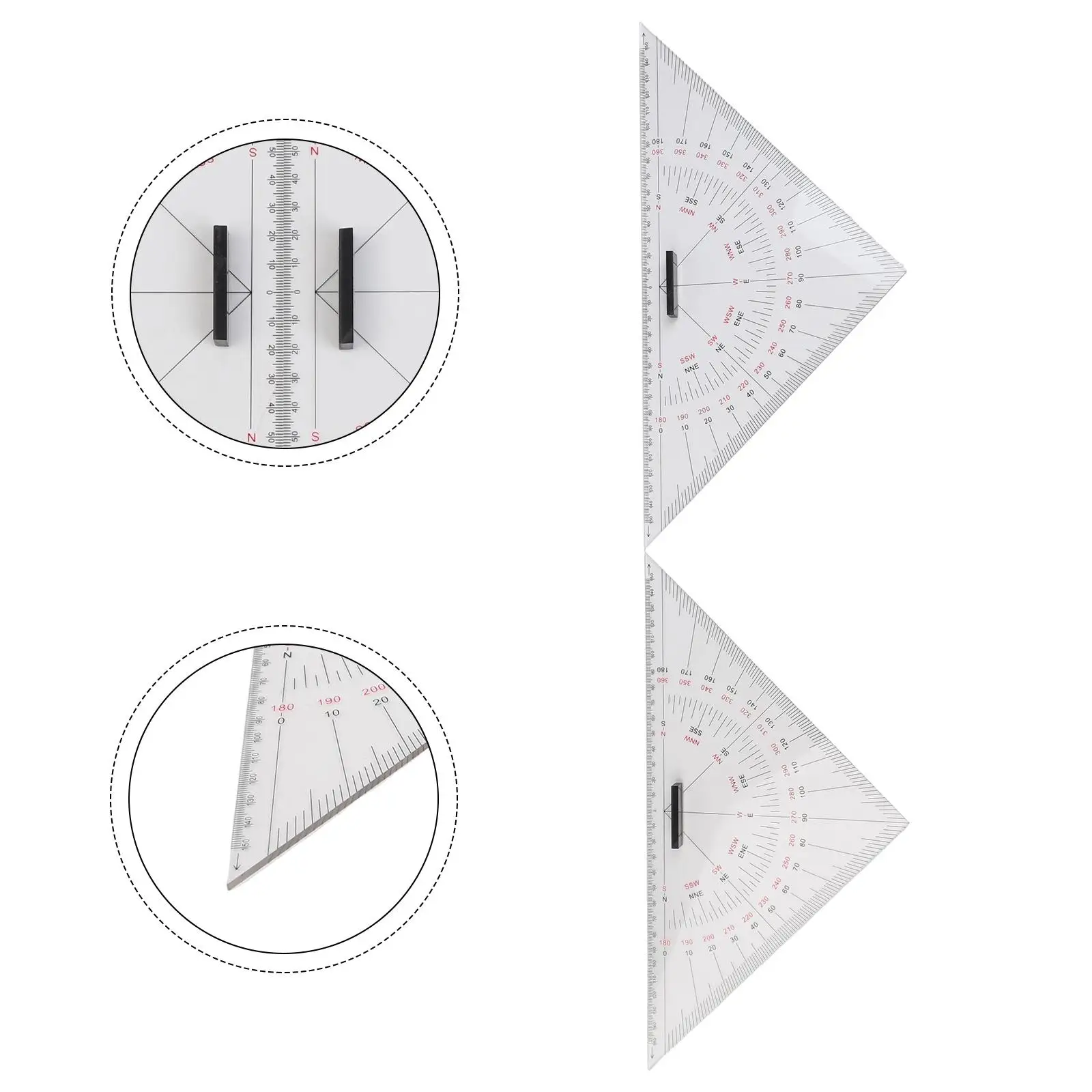 Transparent 30cm Marine Drawing Triangle Ruler Protractor Set For Boat Yacht Ship Navigation Chart Plotting Measurement