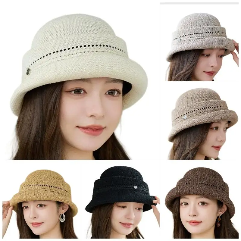Summer High-End Hepburn-Style Hat for Women Fresh and Fashionable Bucket Hat Trendy Fisherman Hat