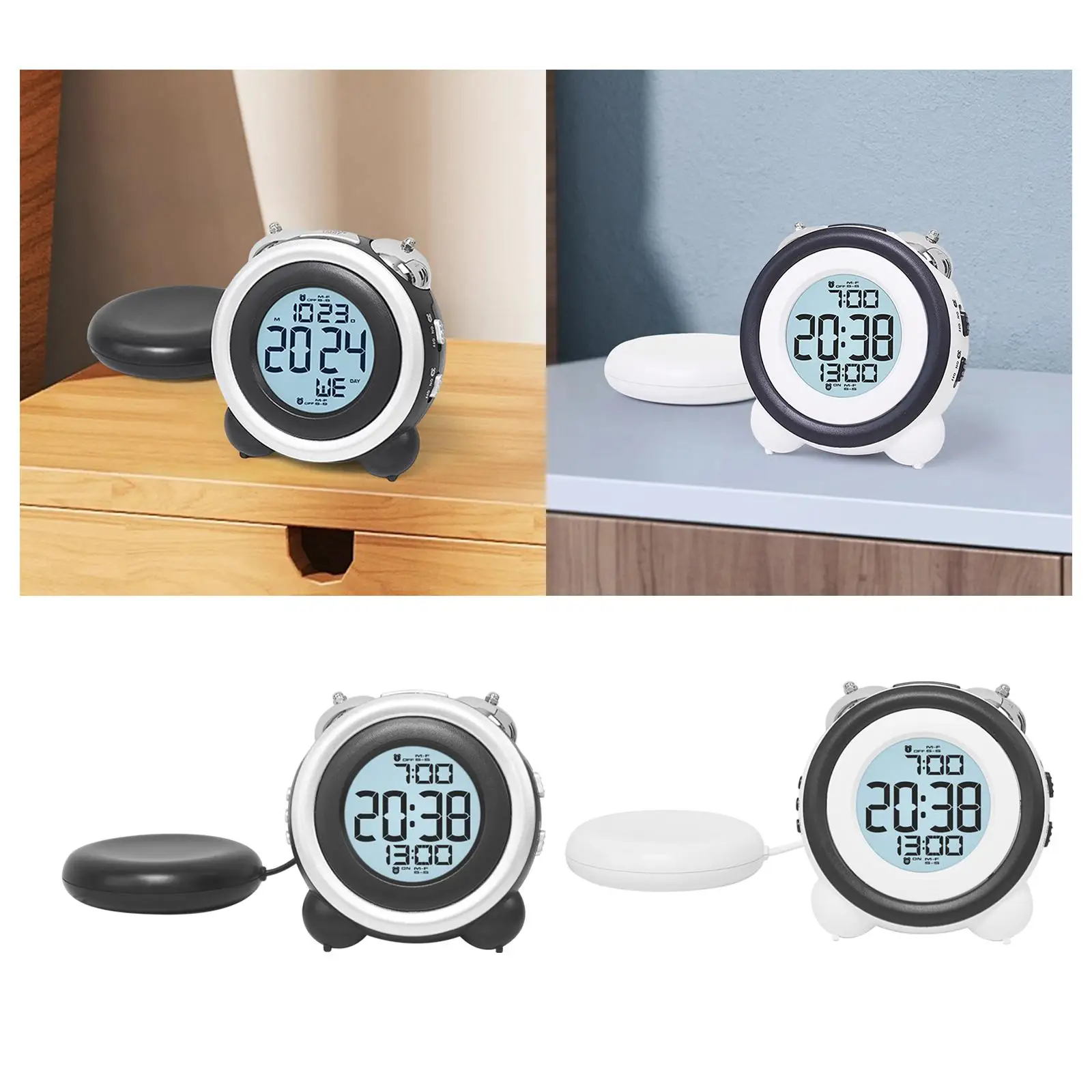 

Супер громкая вибрация, цифровой будильник, бытовые круглые часы с вибратором, настольный многофункциональный двойной будильник для тяжелого сна