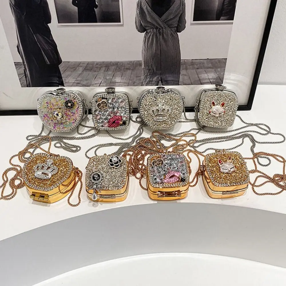 

Handbag Gold/Silver Diamond Evening Bag Irregular Shape Luxury Banquet Chain Bag Shinny Elegant Mini Lipstick Bag Gift