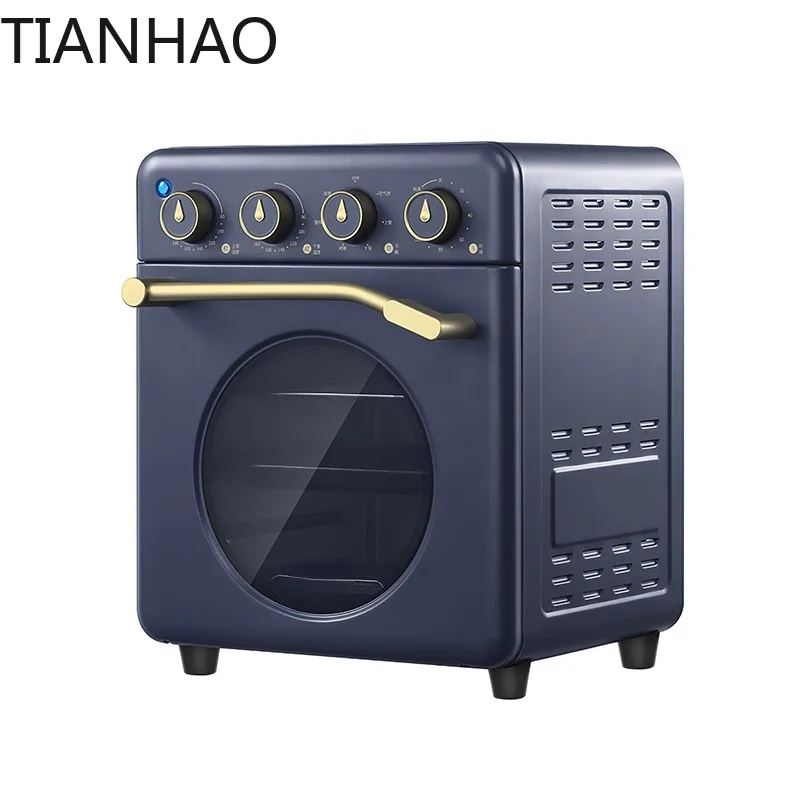 Horno tostador, freidora de aire con diseño de gramófono Retro, freidora de aire con posición de asado de tres niveles, horno tostador para cocinar