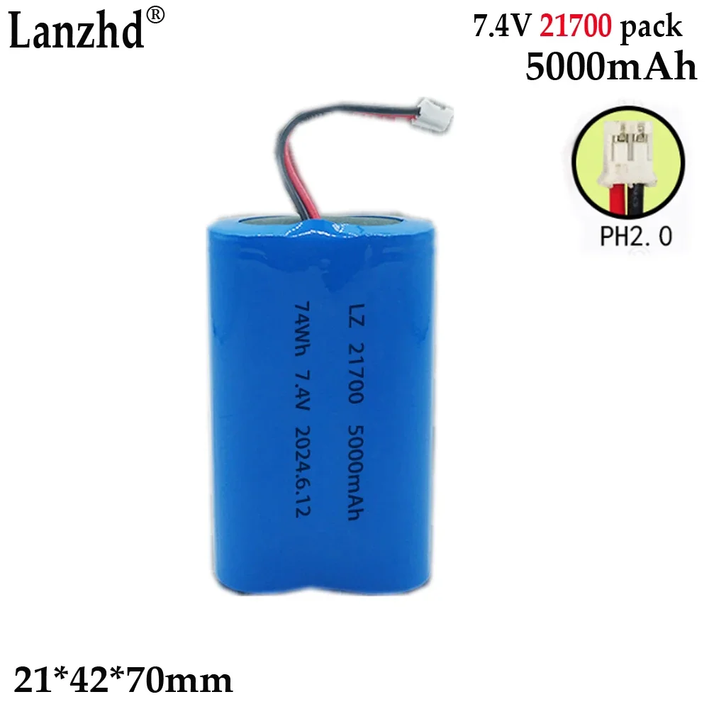 

100% Original 21700 1P2S 7.4V battery pack For fan lamp lighting monitoring boat solar lamp medical instrument Batteries 5000mAh