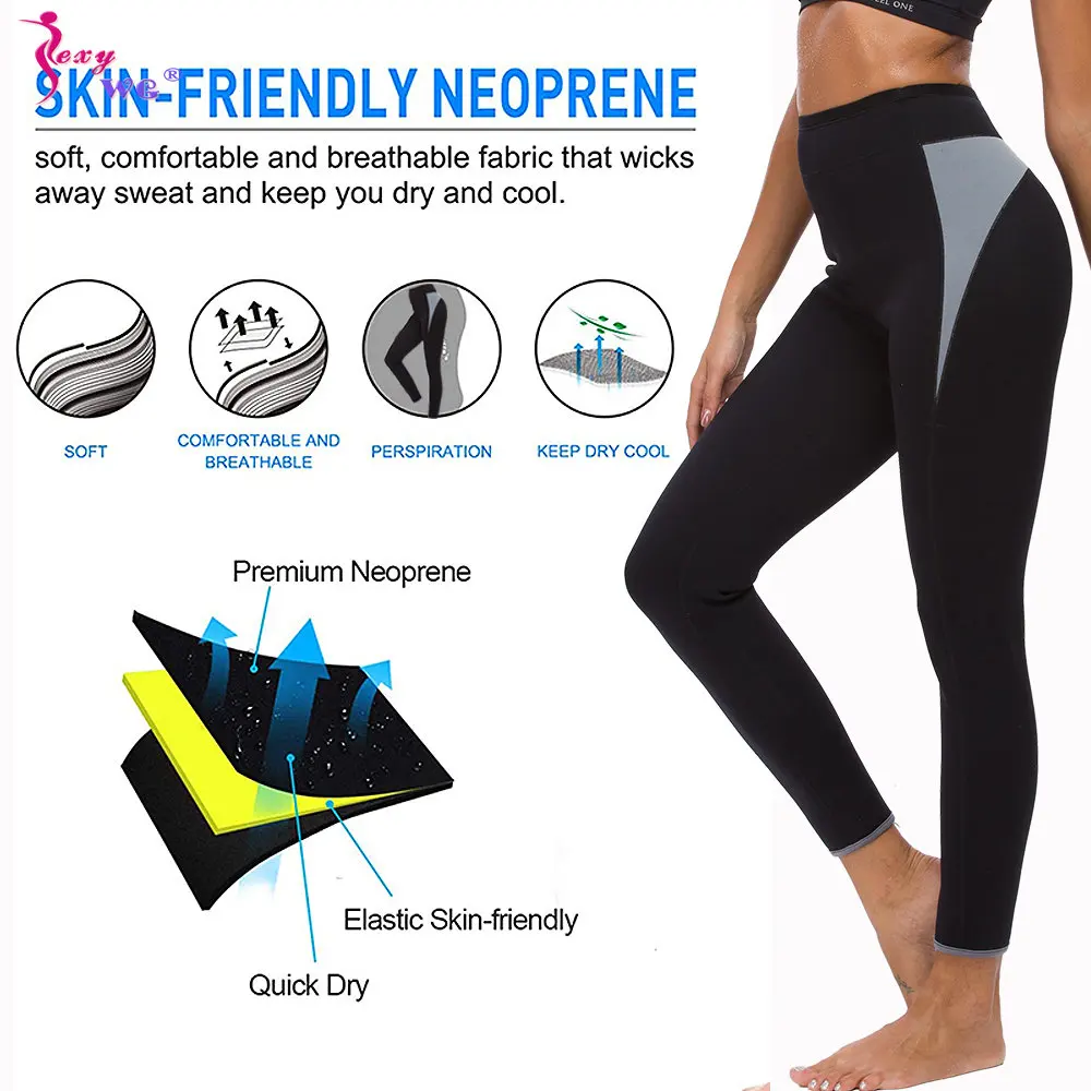 SEXYWG Women Sauna Pants Mid Waist Tummy Control Sweat Leggings Weight Loss Trousers Workout Running Slimming Body Shaper