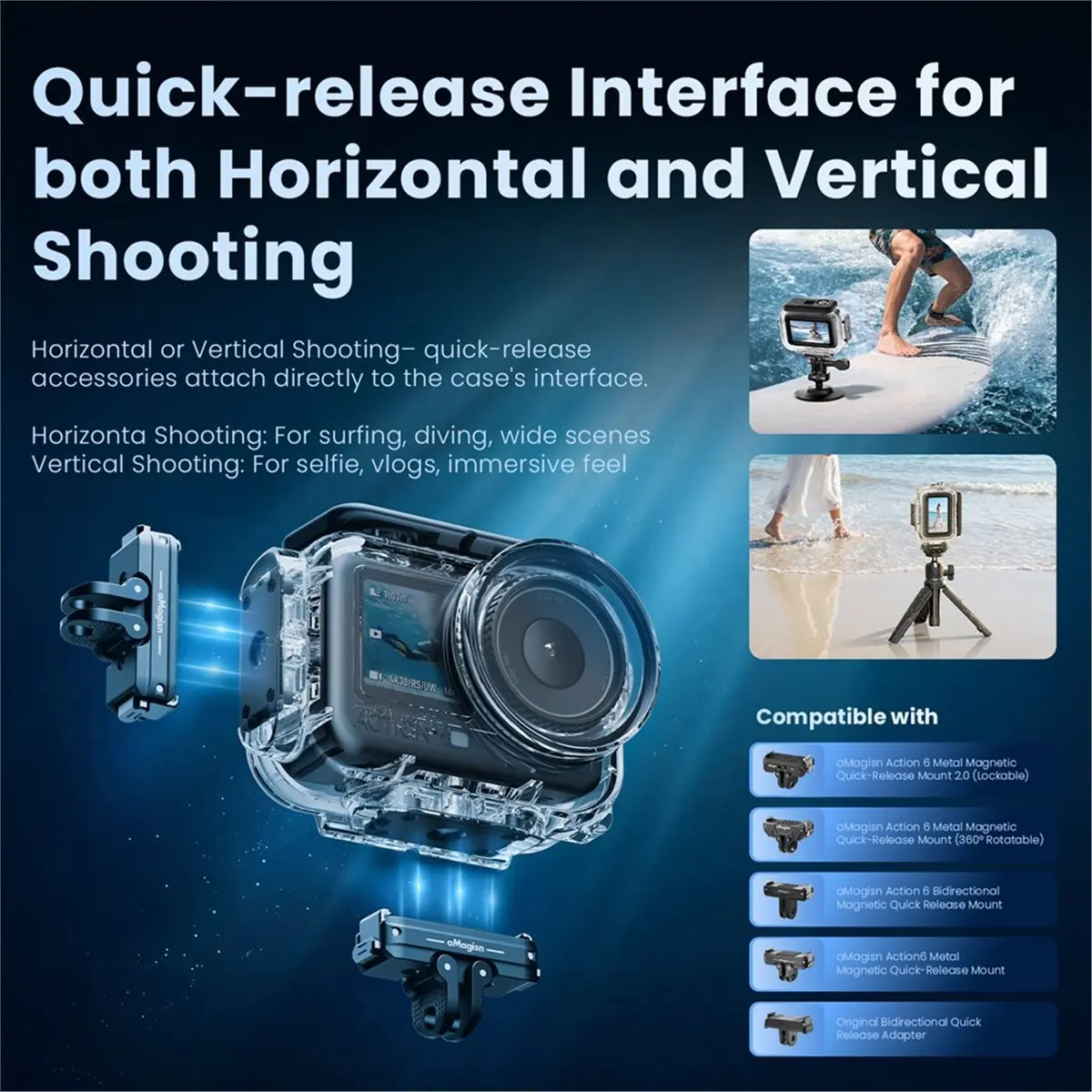 11·11COUPON  60m Dive Case for Action 6 Waterproof Underwater Housing Protective Diving Cover Mount Accessories