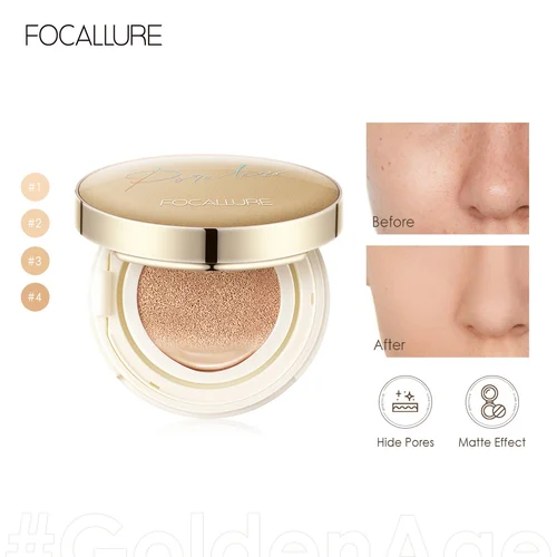 Imagen 1 del producto FOCALLURE-Base con cojín de aire, Base mate resistente al agua, sin poros, crema facial de alta cobertura, maquillaje de Base suave nutritivo