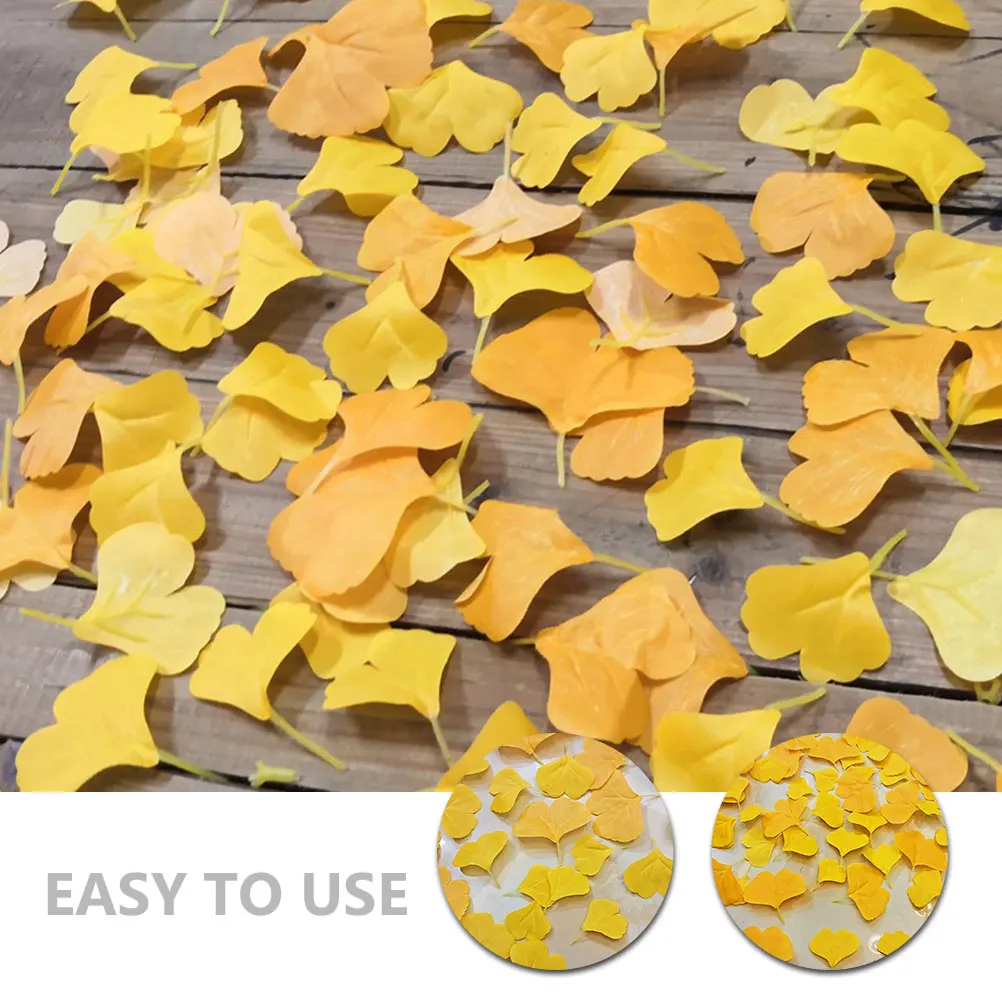 

108pcs Realistic Fake Bright Yellow Artificial Fall Decor For Wedding Party Home Decoration Simulation Ginkgo Leaf Faux Leaf