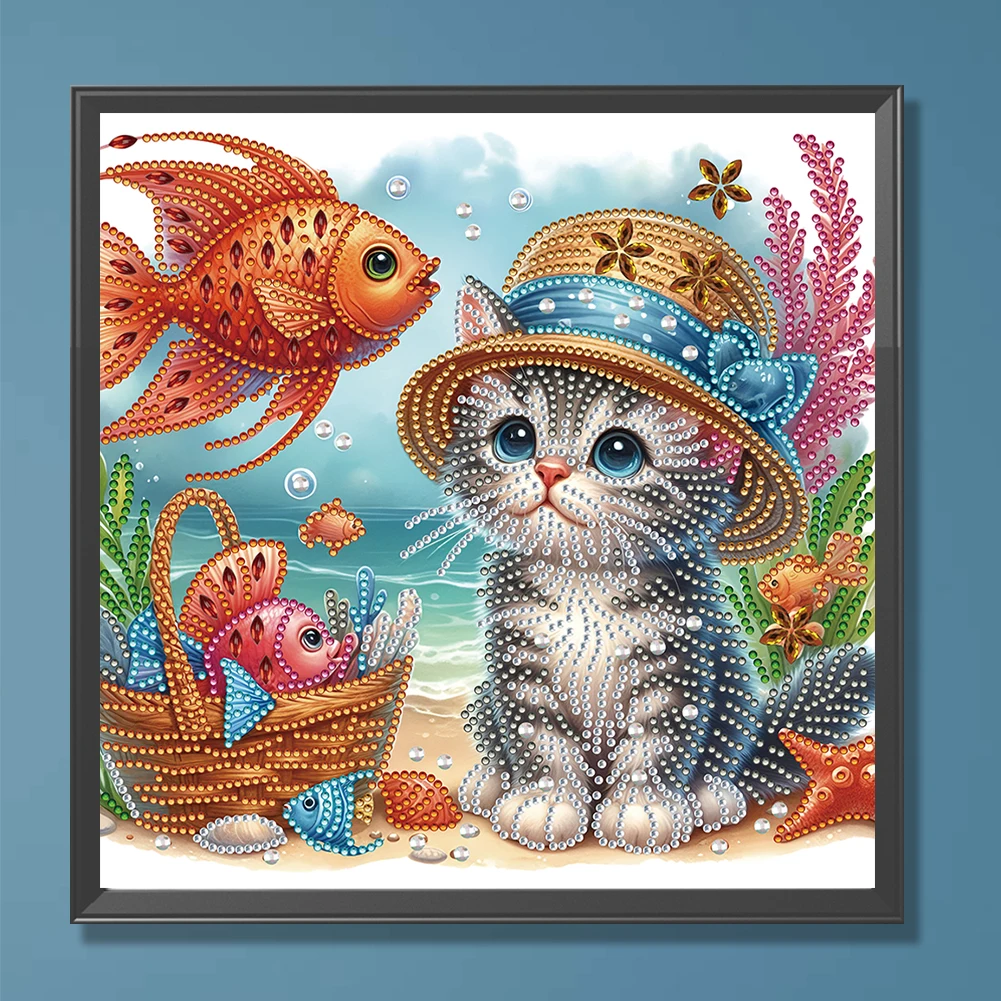 5D DIY Partial Special Shaped Drill Diamond Painting Kit Animal Fish Hot Air Balloon Cat Owl Festival Home Decoration 30x30cm