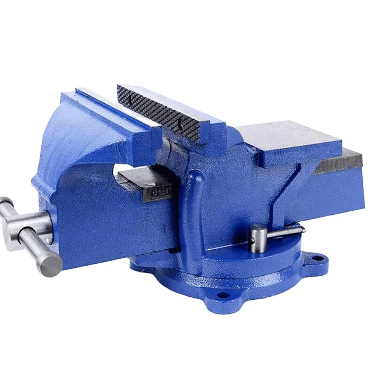 Heavy Duty Cast Iron Bench Vise With Free Rotate Round Mounting Base