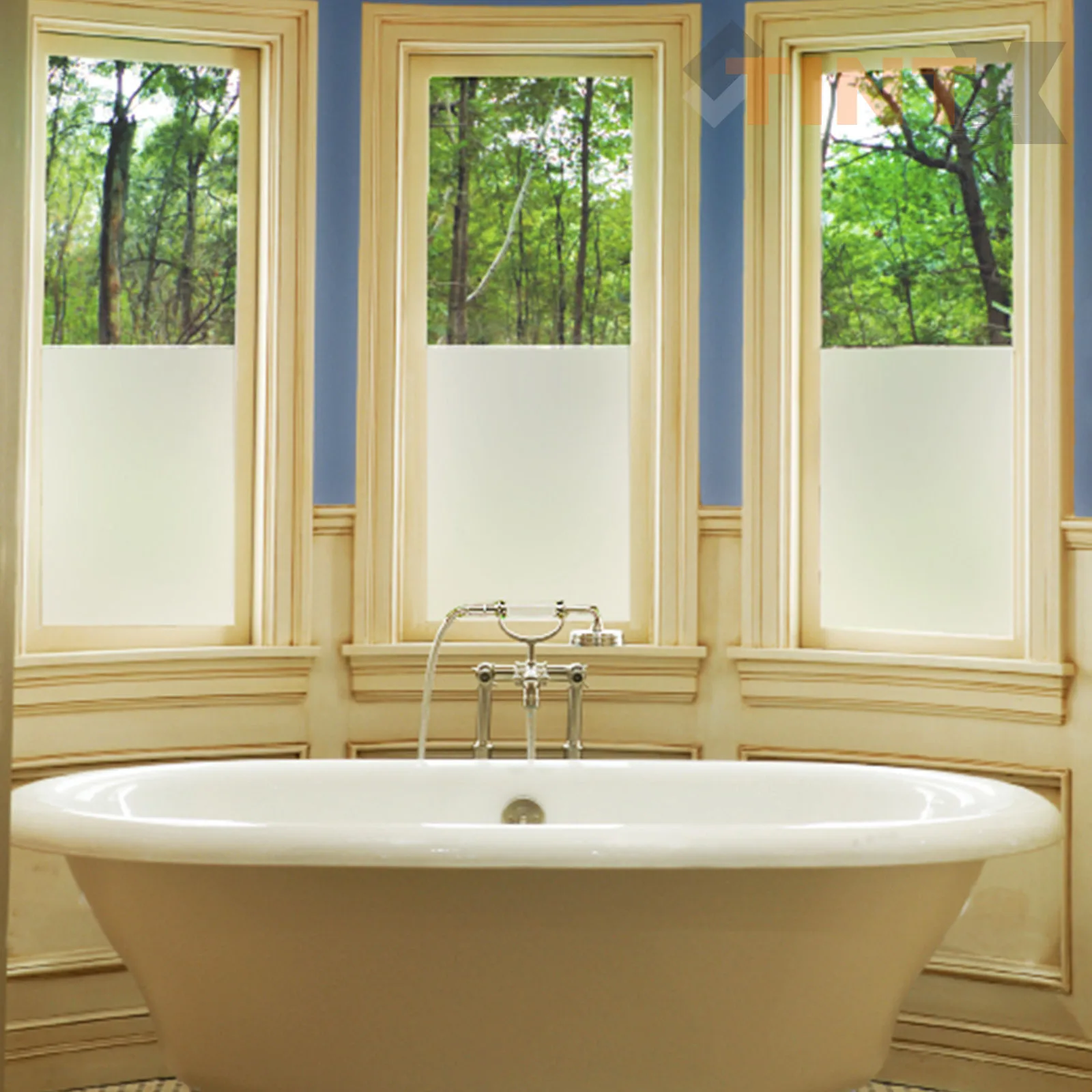 White Frosted Privacy Window Film Self Adhesive Removable Etched Glass Effect for Home Bathroom Office