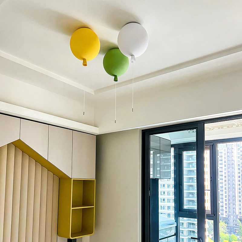 Modern Yellow Blue White Red Glass Ceiling Light Balloon For Bedroom Dining Room Kitchen E27 Bulb Hanging Lamp