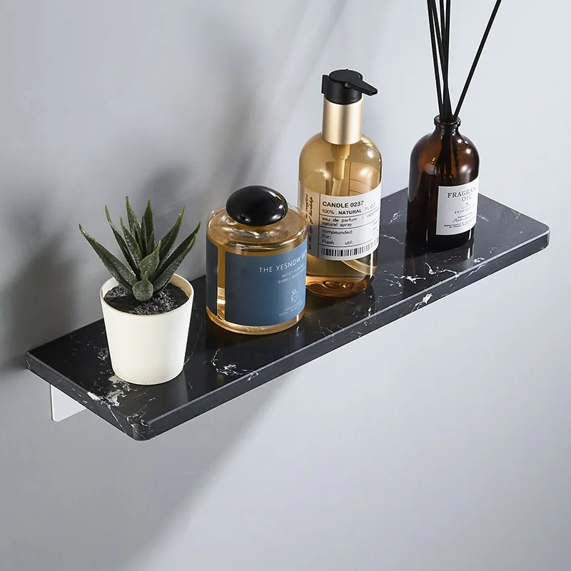

Bathroom Shelf Black Bath Storage Holder Wall Mounted Marble White Square Bath Shower Shelf Bath Shampoo Holder Soap Holder
