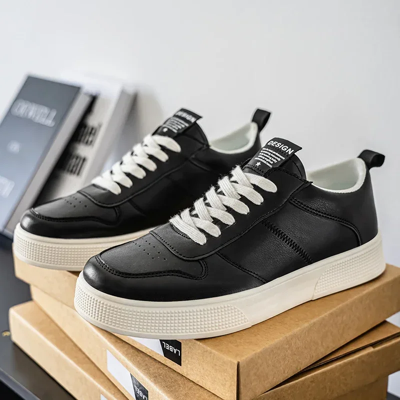 

Мужская повседневная обувь, роскошные брендовые модные черно-белые кроссовки, мужские дышащие мягкие прогулочные туфли из 100% натуральной кожи