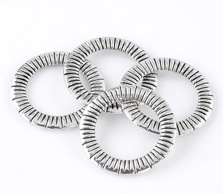 300Pcs Antique Silver Tone Circle Hoops Rings Connectors Round Pendants Charm Jewelry Findings 24mm Dia.(1