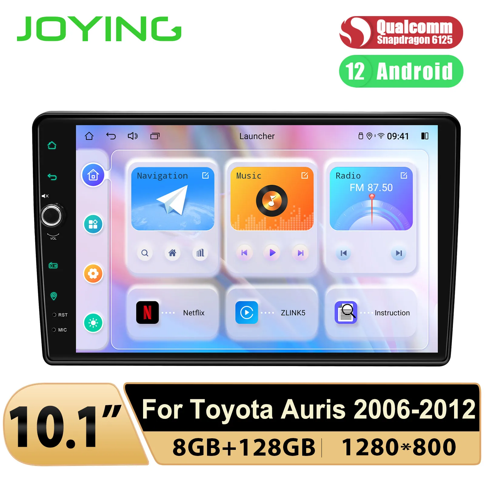 Joying Auto Android Car Stereo Radio Carplay Multimedia 10.1 Inch 1280*800 Touch Sceen With Knob For Toyota Auris 2006-2012