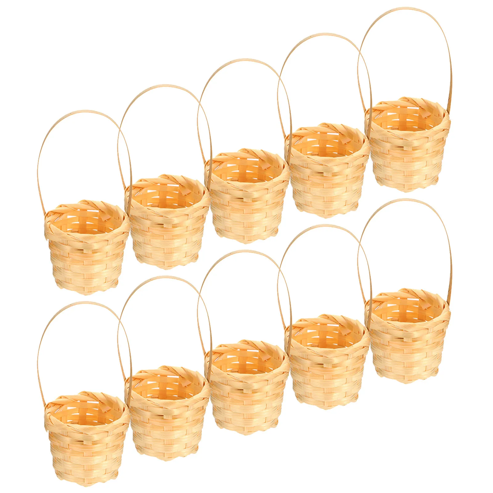 Mini cestas tejidas a mano, organizadores de almacenamiento de color caqui, cesta tejida para flores y frutas, cesta para embalaje de regalos, accesorios de decoración para el hogar, 10 Uds.