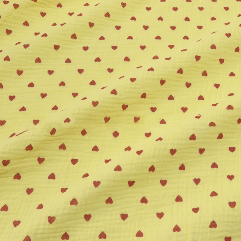 15 colour Soft Heart Print Cotton Sewing Fabric Crepe Double Layer Gauze Cloth Cotton Skirt Pajama Cotton Fabric 100x135cm