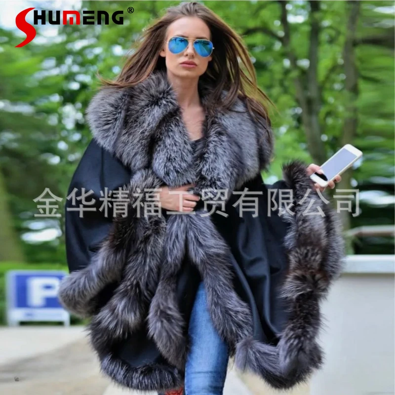

Fashion Faux Fur Shawl Women 2025 Winter New High Street Warm Loose Comfort Fox Fur Shawl Fur Female Nice Elegant Stylish Tops