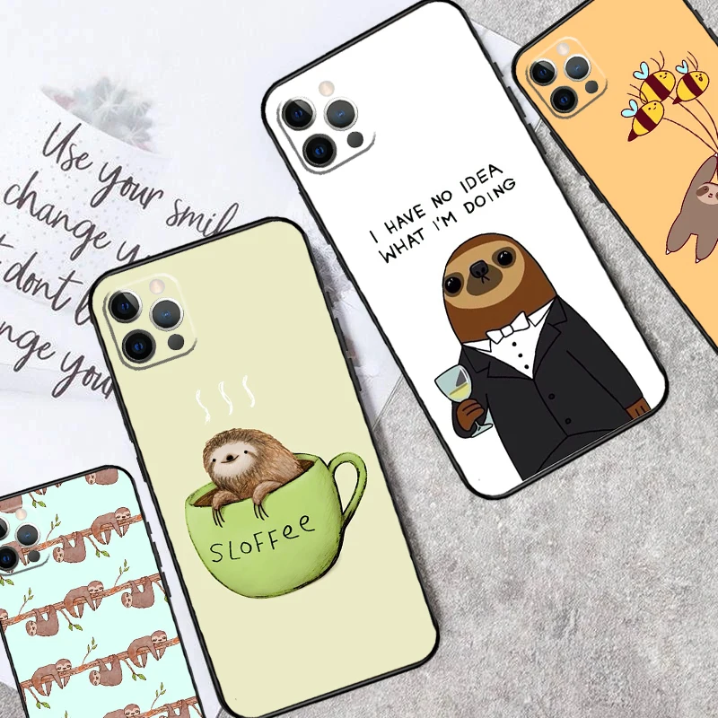 Sloth Animal Cute Case For iPhone 15 16 14 Pro Max Plus 13 12 Mini 11 Pro Max X XR XS Max 7 8 Back Cover