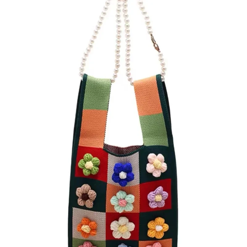 Ins Super Fire Underarm Bag Female 2023 New Autumn and Winter Color Knitting Flower Shoulder Bag Fashion Versatile Bag