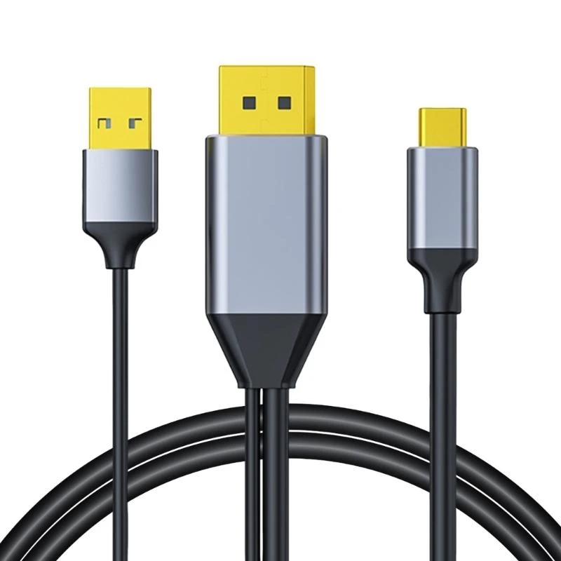 DisplayPort to USB C Cable 4K@60Hz With USB Cable Adapter DisplayPort Male to Type C Male Converters Support Touch
